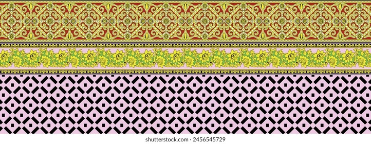 Mughal Motif Ornament Seamless Pattern Multi Color Motif Background