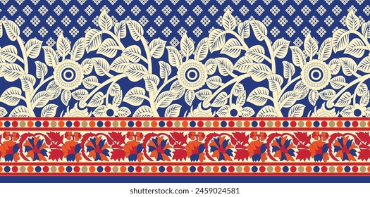 Mughal Motif Ornament Seamless Pattern Multi Color Motif Background