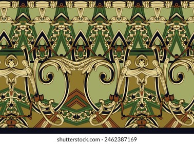 Mughal Motif Ornament Seamless Pattern Multi Color Motif Background
