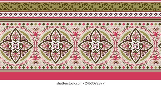 Mughal Motif Ornament Seamless Pattern Multi Color Motif Background