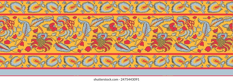 Mughal Motif Ornament Seamless Pattern Multi Color Motif Background