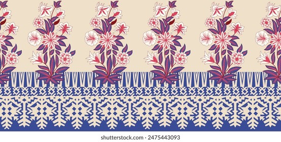 Mughal Motif Ornament Seamless Pattern Multi Color Motif Background