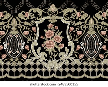 Mughal Motif Ornament Seamless Pattern Multi Color Motif Background