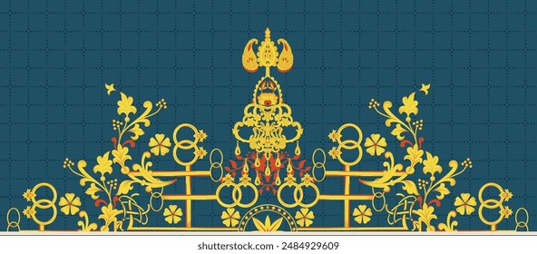 Mughal Motif Ornament Seamless Pattern Multi Color Motif Background