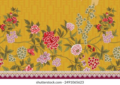 Mughal Motif Ornament Seamless Pattern Multi Color Motif Background