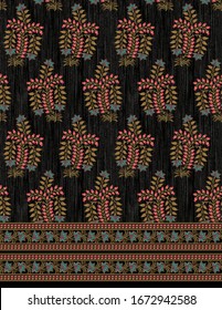 mughal motif pattern bunch whit border design