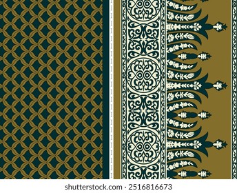 Mughal Ornament Seamless Pattern Multi Color Motif Background