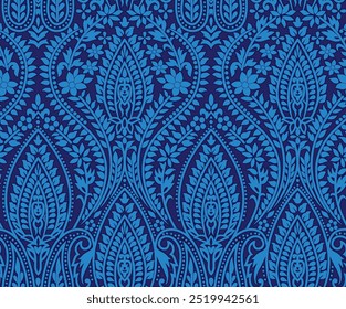 Mughal Ornament Seamless Pattern Multi Color Motif Background