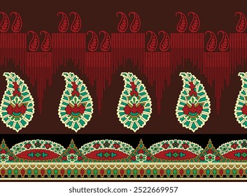 Mughal Ornament Seamless Pattern Multi Color Motif Background