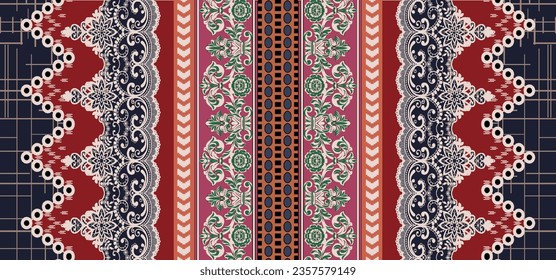 Mughal paisley  textile digital design motif pattern ikat rugs ethnic style wallpaper and gift card front back and dupatta print in fabric.