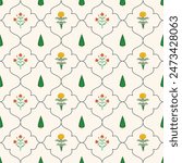 Mughal seamless pattern , mughal art pattern jharoka floral motif mughal floral print for print on demand , textile , crockery wallpaper stationary