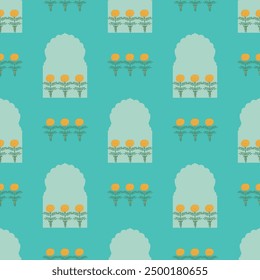 mughal  seamless pattern , indian pattern , jharoka , marigold beautiful background