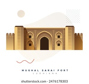 Mughal Serai Fort, Doraha - Ludhiana - Ilustración de stock con EPS 10 Archivo