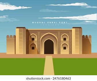 Mughal Serai Fort, Doraha - Ludhiana - Ilustración de stock con EPS 10 Archivo