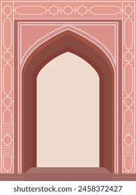 Mughal themed mosque door illustration with intricate motifs