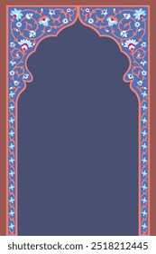 Mughal themed mosque door illustration with intricate motifs