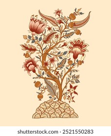 Mogulbaum dekorative dekorative Blumen. Vintage komplizierten traditionellen mughal Stil mit Blumen und Laub. Vektorgrafik.