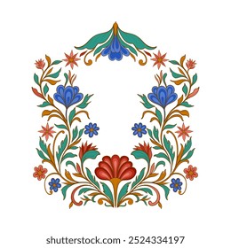 Mughal tree decorative ornamental floral. Vintage intricate traditional mughal style with flowers and foliage. Vector illustration.