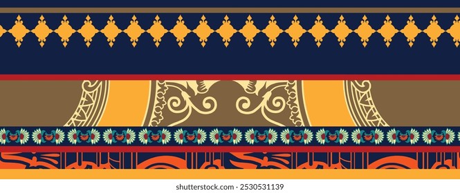 Mughal-Style Seamless Ornamental Motif with a Vibrant Multicolor Palette.