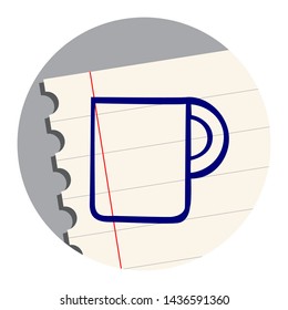 Mug.Hand Drawn Icon on a Notebook Sheet