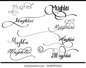 Mughlai Logo Design in Elegant Typography, Mughlai Monogram Logo – Heritage Style Wordmark for Authentic Mughal Restaurant Branding