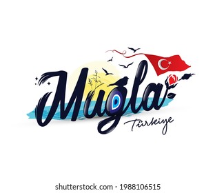 Mugla logo. Logo design with "muğla Turkey" text