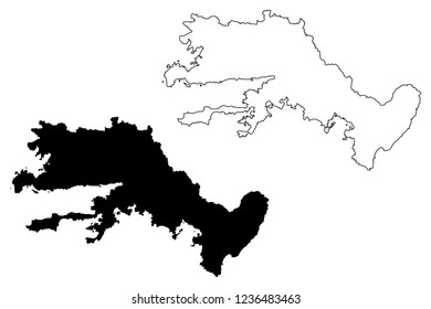 Mugla (Provinces of the Republic of Turkey) map vector illustration, scribble sketch Mugla ili map
