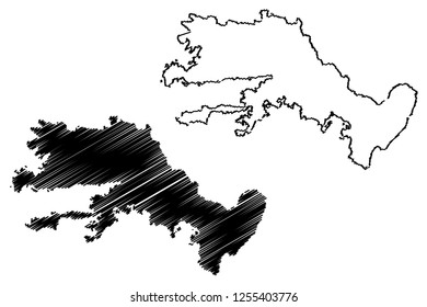 Mugla (Provinces of the Republic of Turkey) map vector illustration, scribble sketch Mugla ili map
