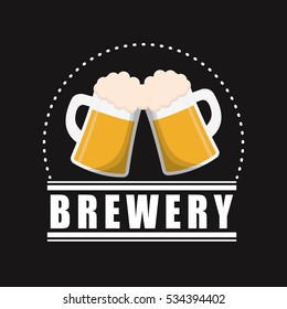 mugs beer brewery poster black background vector illustration eps 10