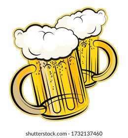 Mugs de cerveza, ilustración vectorial