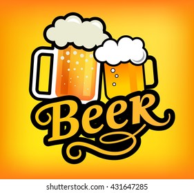 Mugs of beer. Vector illustration