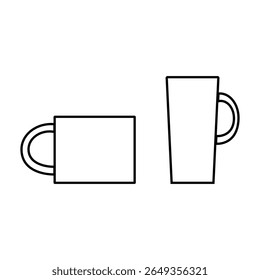 Mugs. Black and white. Flat style vector illustration.