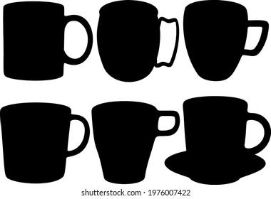 Mugs and cups for coffee or tea in the set.