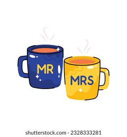 Mugs doodle vector outline Sticker. EPS 10 file