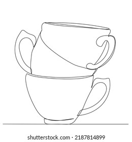 mugs drawing one continuous line vector