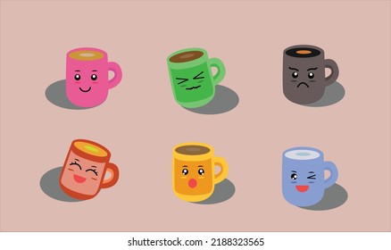 Mugs with emoji showing various expressions based on feelings
