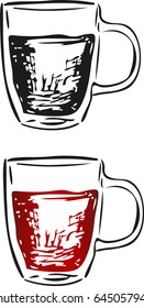 Mugs. Sketch. Calligraphy. Vector.