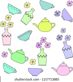 Mugs, teapots, flowers, vases, bottles