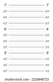 Mugshot background. Police lineup wall with an imperial units scale.