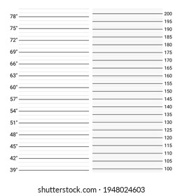 Mugshot background. Police wall with height measuring scale.