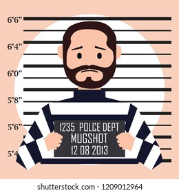 mugshot criminal line with centimeter scale background. vector illustration