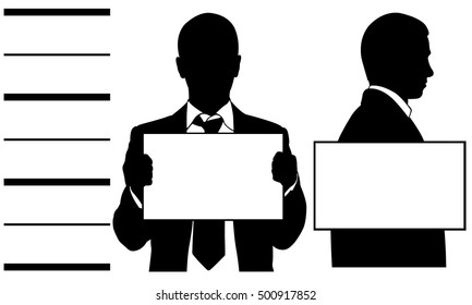 mugshot man silhouette isolated on white