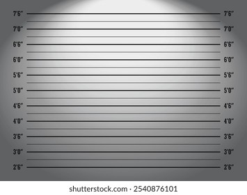 Mugshot, Police lineup or mugshot background for criminals in a dark room with light