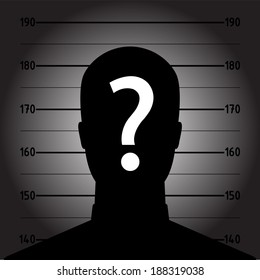 Mugshot or police lineup picture of anonymous man silhouette - suspect concept