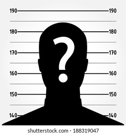 Mugshot or police lineup picture of anonymous man silhouette - suspect concept