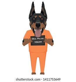 Mugshot prison clothes dog Doberman
