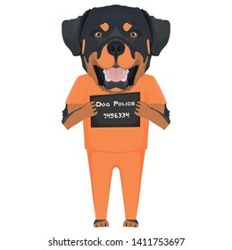 Mugshot prison clothes dog  Rottweiler
