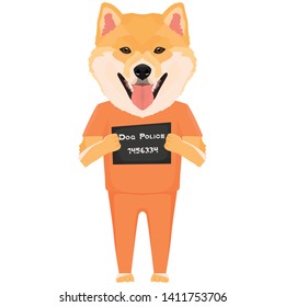 Mugshot prison clothes dog Shiba Inu 
