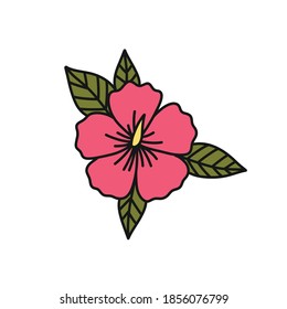 mugunghwa flower doodle icon, vector illustration