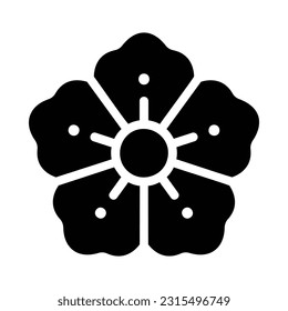 Mugunghwa, Flower Flat Icon Logo Illustration. Flower Icon-set. Suitable For Web Design, Logo, App.